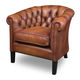 fauteuil chesterfield / en cuir / avec coussin amovible / marron