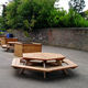 ensemble table et bancs contemporain / en bois / d'extérieur / pour espace public