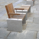 banc public contemporain / en bois / en granite / avec dossier