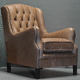 fauteuil chesterfield / en cuir / en hêtre / avec coussin amovible
