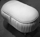 ottoman contemporain / en cuir / ovale / fait main