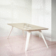 table contemporaine / en chêne / avec piètement en acier / rectangulaire