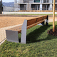 banc public contemporain / en bois / en acier galvanisé / avec dossier