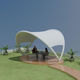 structure tendue sur ossature métallique / à arche / pour abri / pour espace public