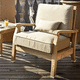 fauteuil contemporain / en tissu / en teck / avec coussin amovible
