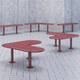banc public contemporain / en acier à revêtement par poudre / sans dossier / sans accoudoirs