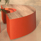 banc public contemporain / en mélèze / en acier à revêtement par poudre / sans dossier