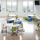 table d'enseignement contemporaine / en stratifié / avec piètement en métal / à roulettes