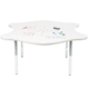 table contemporaine / en acier / en stratifié haute pression / avec piètement en acier