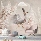 papier peint contemporain / motif pour enfant / gris / rose