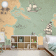papier peint contemporain / carte / vert / beige