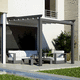 pergola adossée / en aluminium thermolaqué / couverture coulissante en toile PVC / motorisée