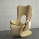 fauteuil design original / en bois / en bois / avec dossier haut