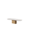 table à manger contemporaine / avec piètement en bois massif / rectangulaire / résidentielle