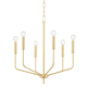 lustre contemporain / en laiton / 6 ampoules / candélabre