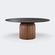 table à manger contemporaine / en noyer / en bois massif / en acier