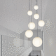 lustre contemporain / en verre soufflé / en acier inoxydable / en opale