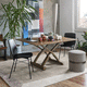 table contemporaine / en hêtre / avec piètement en bois / rectangulaire