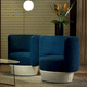fauteuil contemporain / en cuir / en tissu / rouge