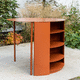 console contemporaine / en acier inoxydable / avec piètement en acier inoxydable / ronde