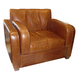 fauteuil club traditionnel / en cuir / en sapin / fait main