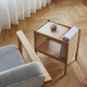 table d'appoint contemporaine / en chêne / en placage de bois / avec piètement en chêne