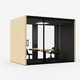 bureau POD acoustique / sur mesure / avec porte vitrée / HDMI