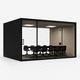 bureau POD acoustique / avec éclairage intégré / modulable / sur mesure