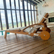 chaise longue d'extérieur contemporaine / en tissu / en bois / de piscine