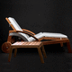 chaise longue d'extérieur contemporaine / en tissu / en teck / en teck