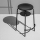 tabouret contemporain / en bois / avec piètement en métal / rond