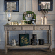 console moderne / en bois massif / avec piètement en bois massif / rectangulaire