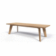 table à manger contemporaine / en teck / avec piètement en bois / rectangulaire