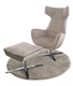 fauteuil contemporain / en cuir / en tissu / avec repose-pieds