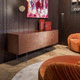 buffet sur pieds hauts / contemporain / en métal / en verre