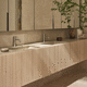 meuble vasque double / suspendu / en bois / en céramique
