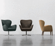 fauteuil contemporain / en tissu / gris / marron