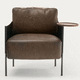 fauteuil moderne / en cuir / en bois massif / marron