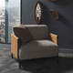 fauteuil design / en cuir / en métal / à coussins