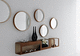 miroir mural / contemporain / rond / en bois