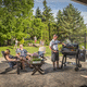 barbecue à granulés / sur roulettes / en acier / en fonte