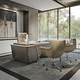 bureau sur pied / contemporain / en noyer / en cuir