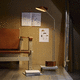 lampe sur pied / en acier inoxydable / en fleur de bovin / contemporaine