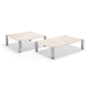 table basse contemporaine / en grès / avec piètement en métal / rectangulaire
