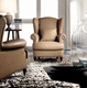 fauteuil de style / en cuir / à oreilles / bergère