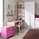 chambre d'enfant blanche / rose / en bois