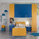chambre d'enfant bleue / jaune / en bois laqué / pour garçon