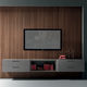 ensemble TV mural contemporain / en noyer / modulable / lowboard