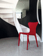 chaise contemporaine / en cuir / rouge / marron