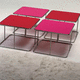 table d'appoint design minimaliste / en MDF / avec piètement en métal / ronde